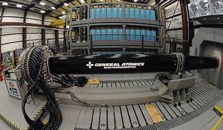 In this photo released in June 2012, the second of two electromagnetic (EM) railgun industry prototype launchers is evaluated at the Naval Surface Warfare Center, Dahlgren Division.