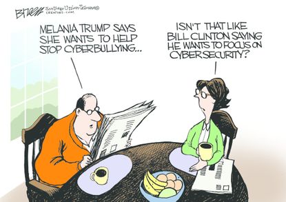 Political cartoon U.S. Melania Trump cyberbullying
