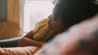 Woman laying head down for a nap