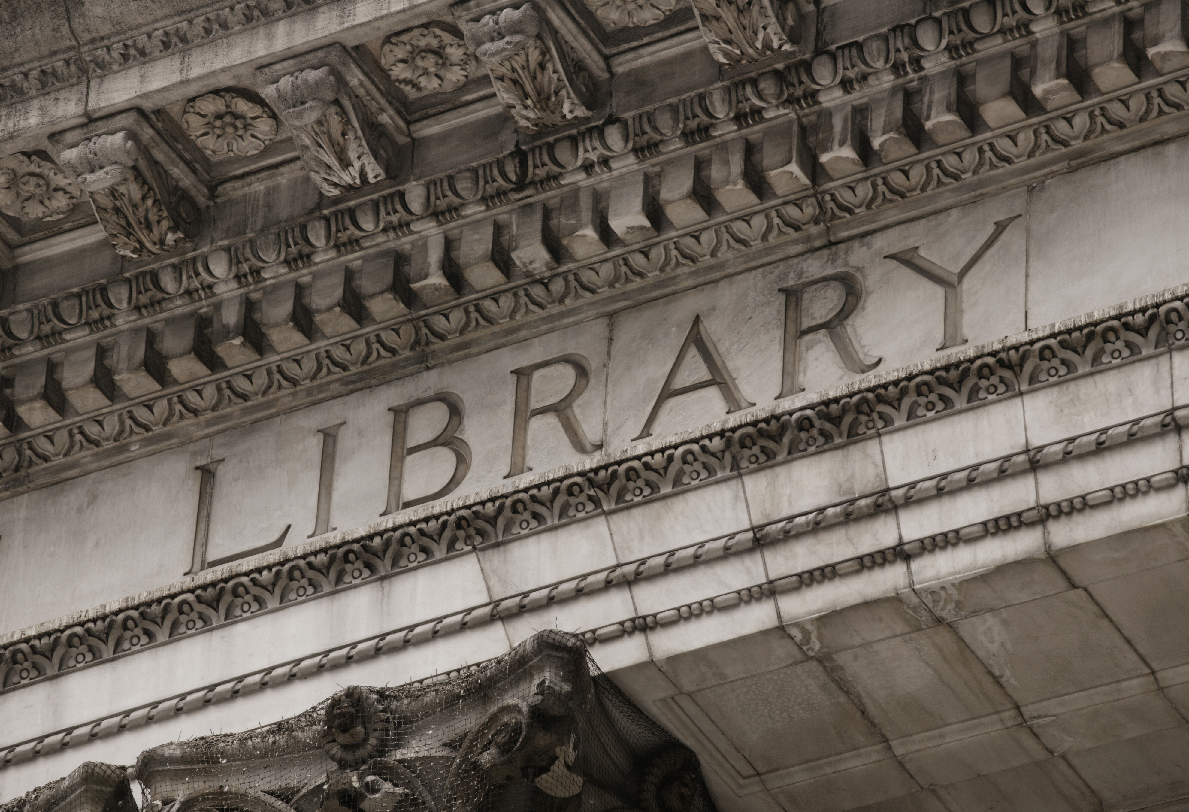 Library inscription on library building