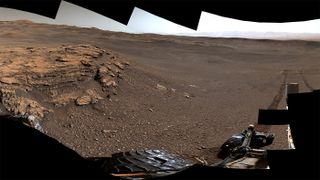 NASA's Mars Curiosity rover captured this panorama of a spot nicknamed Teal Ridge on June 18, 2019.