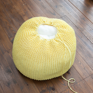 knitted pads with cushion pads and wooden flooring