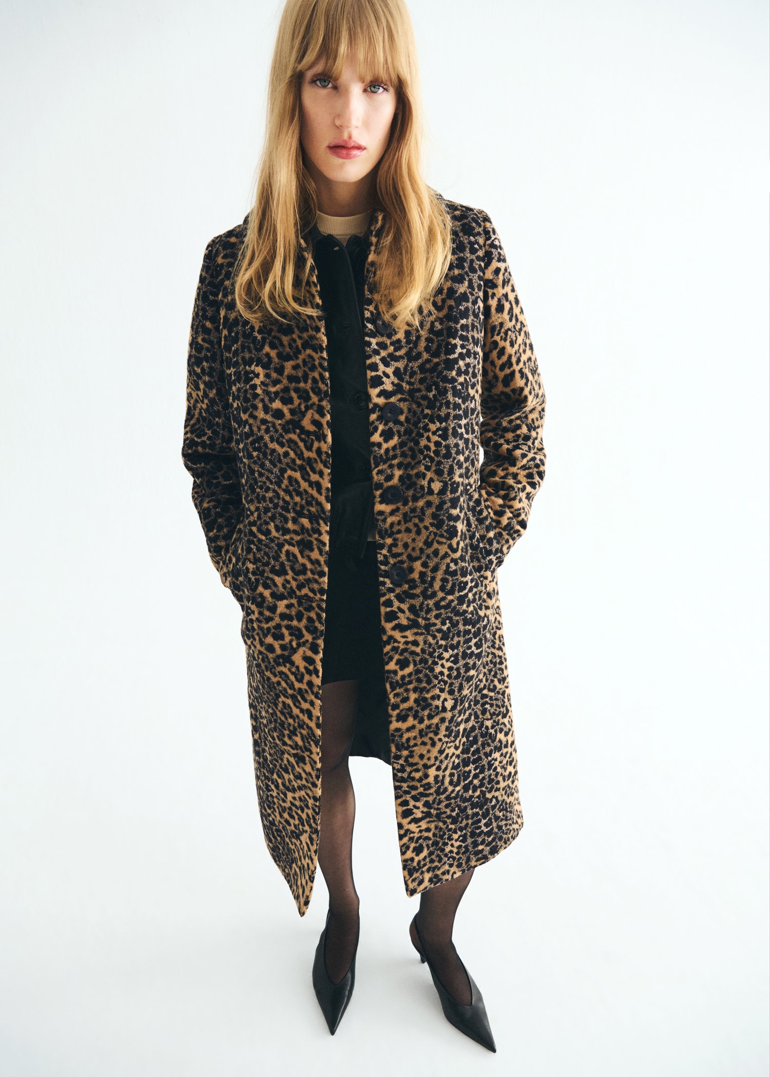 Leopard-Print Long Coat - Women | Mango United Kingdom