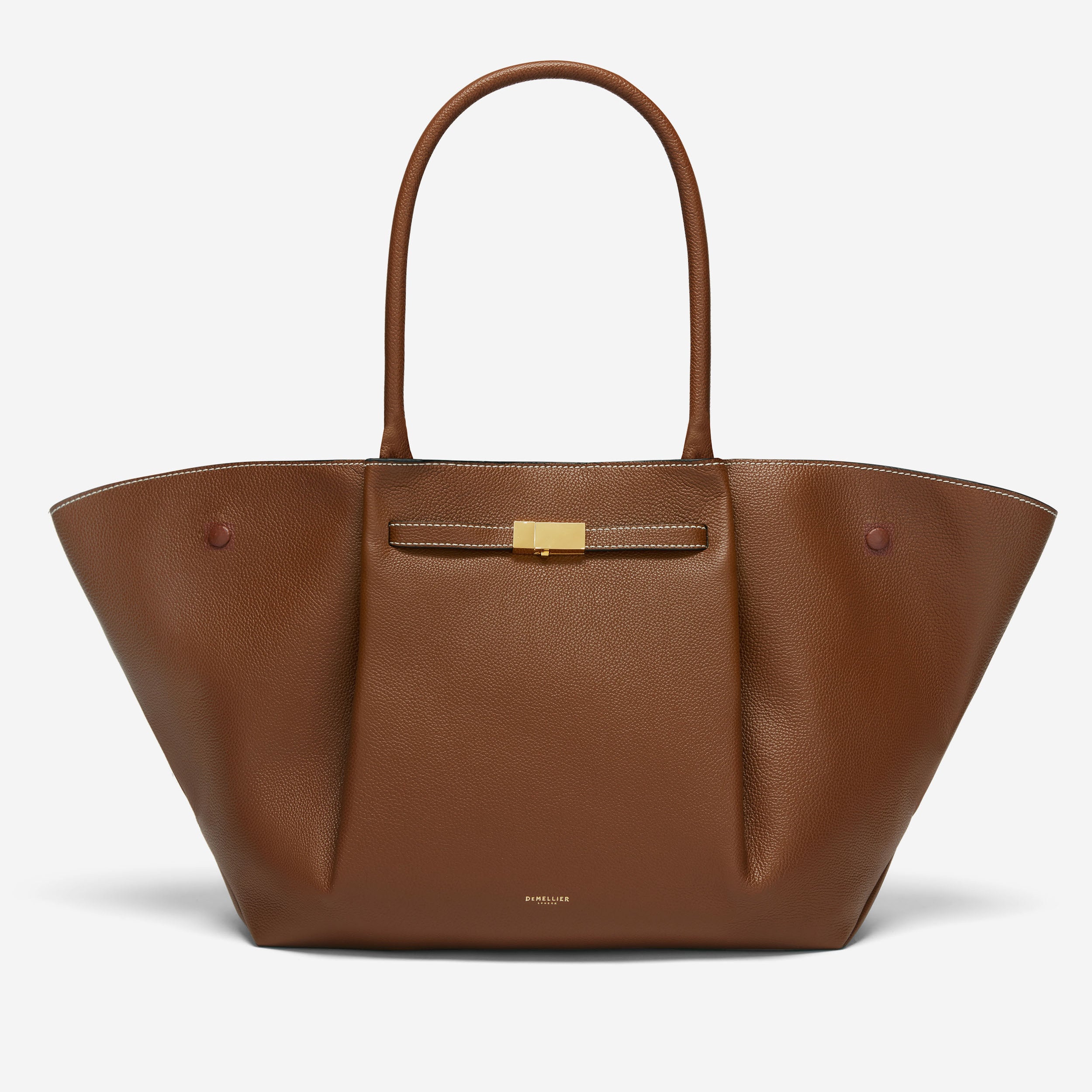 The New York | Tan Small Grain Ecru Stitching | Demellier