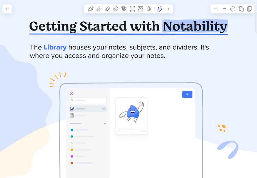 Page shows the getting started page on the Notability app.