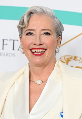 Emma Thompson attends the EE BAFTA Film Awards 2023 at The Royal Festival Hall on February 19, 2023 in London, England