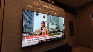 AI powered TV on a wall that can isolate different sounds.