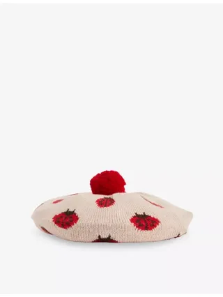 Belou Ladybug-Print Knitted Merino-Wool Beret 12 Months - 8 Years