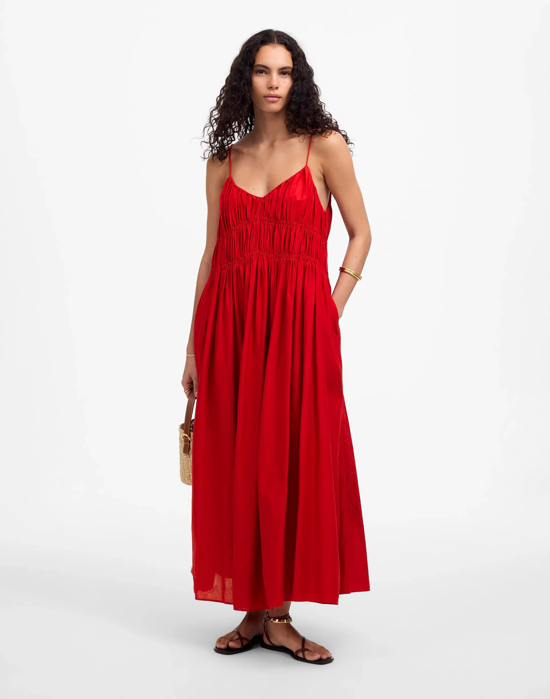 Textured V-Neck Midi Dress