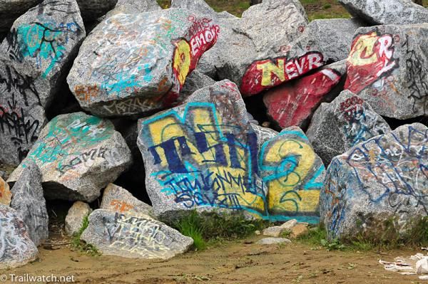 Graffiti along the course.
