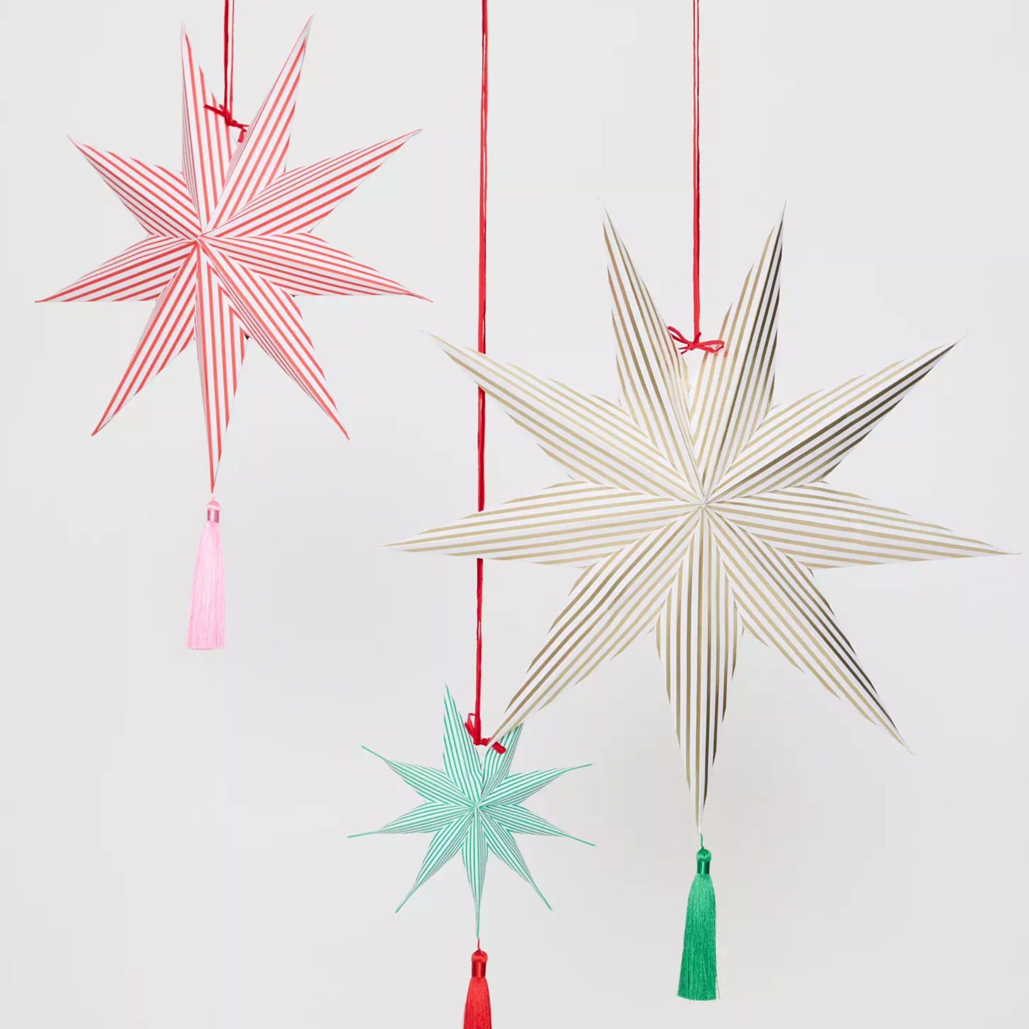 Meri Meri Stripe Paper Star Hanging Decorations