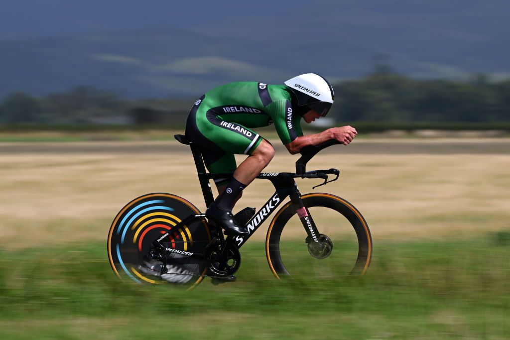 STIRLING SCOTLAND AUGUST 11 Ryan Mullen of Ireland sprints during the Men Elite Individual Time Trial a 478km race from Stirling to Stirling at the 96th UCI Cycling World Championships Glasgow 2023 Day 9 UCIWT on August 11 2023 in Stirling Scotland Photo by Dario BelingheriGetty Images