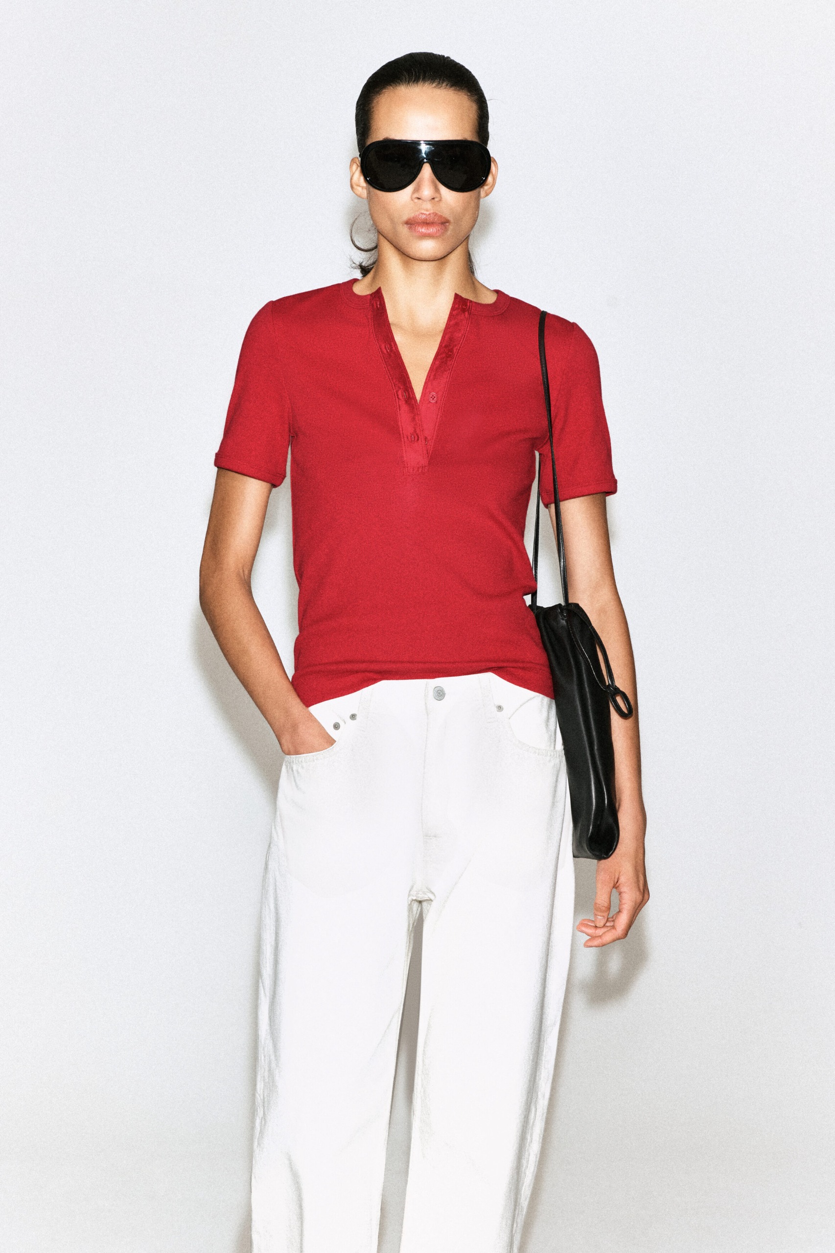Ribbed Henley T-Shirt