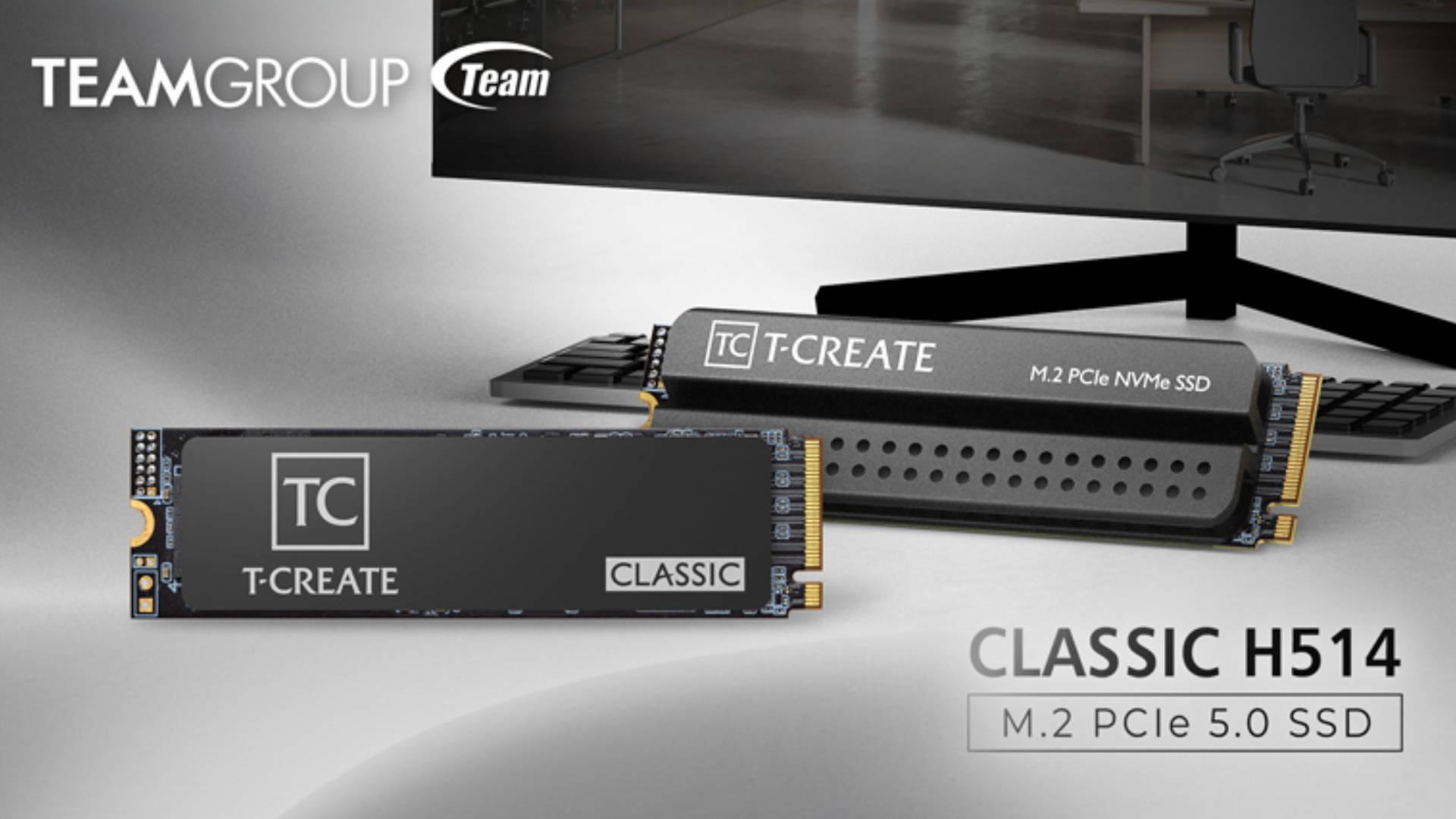 Official promotional image by TeamGroup showing its new T-Create Classic H514 Gen 5 SSD.
