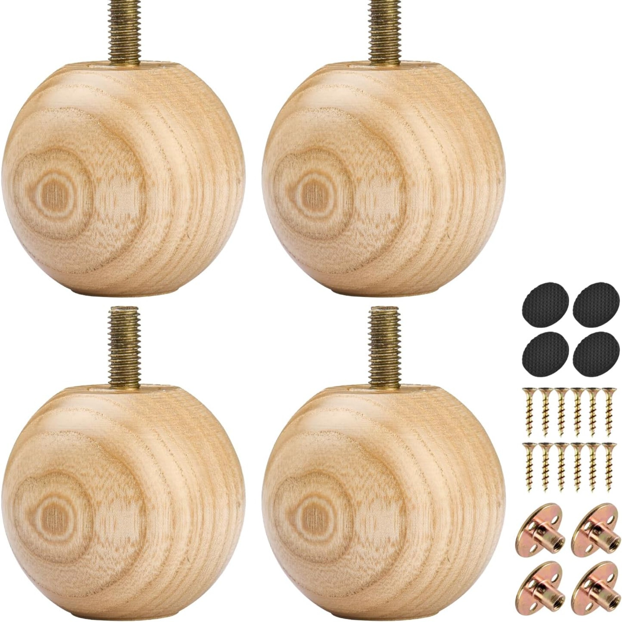 La Vane 2 inch Ash Wood Round Small Ball Furniture Bed Legs
