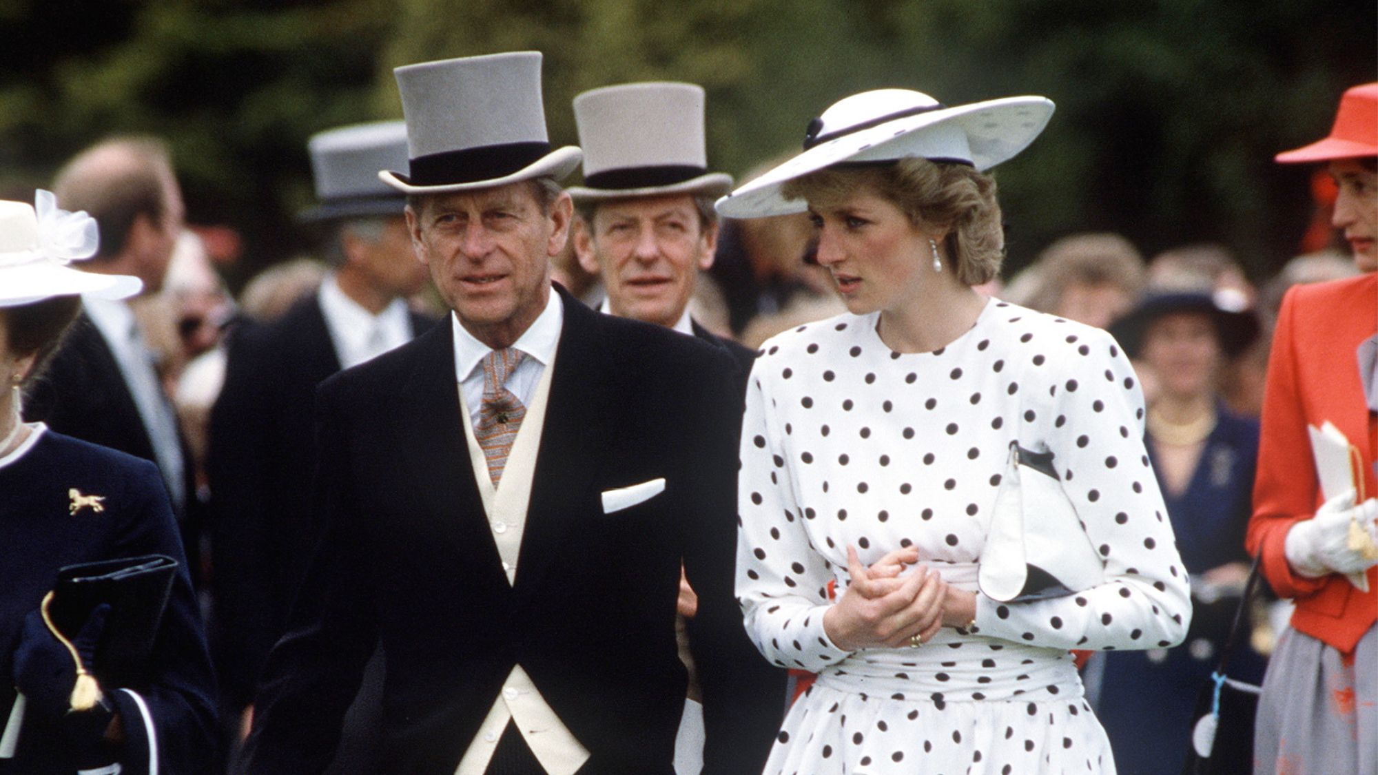 Diana, Princess of Wales and Prince Philip on Derby Day in 1986
