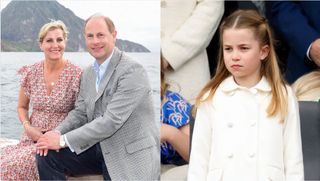The Earl and Countess of Wessex and Princess Charlotte at different occasions