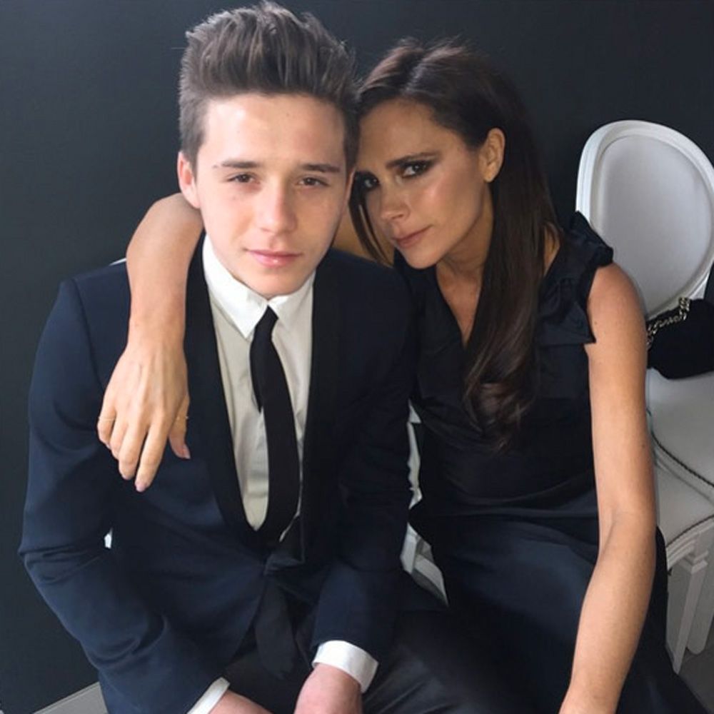 Brooklyn and Victoria Beckham