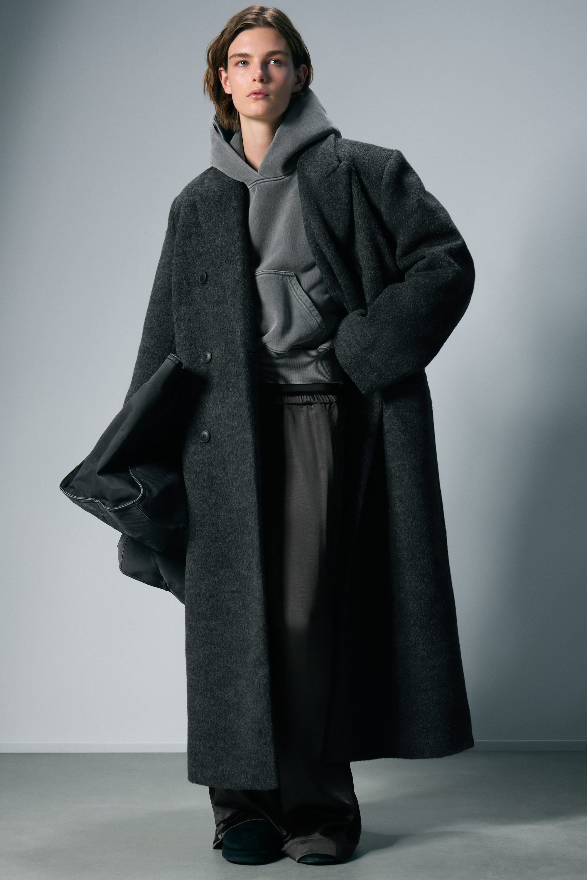 Logan Hairy Double-Breasted Wool-Blend Coat