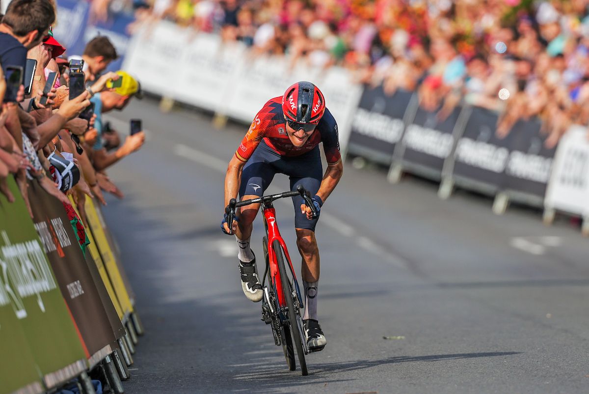 Picture by Alex Whitehead/SWpix.com - 10/09/2023 - Cycling - 2023 Tour of Britain - Stage 8: Margam Country Park to Caerphilly (166.8km) - Carlos Rodriguez of Team INEOS Grenadiers Wins Stage 8 of the 2023 Tour of Britain in Caerphilly