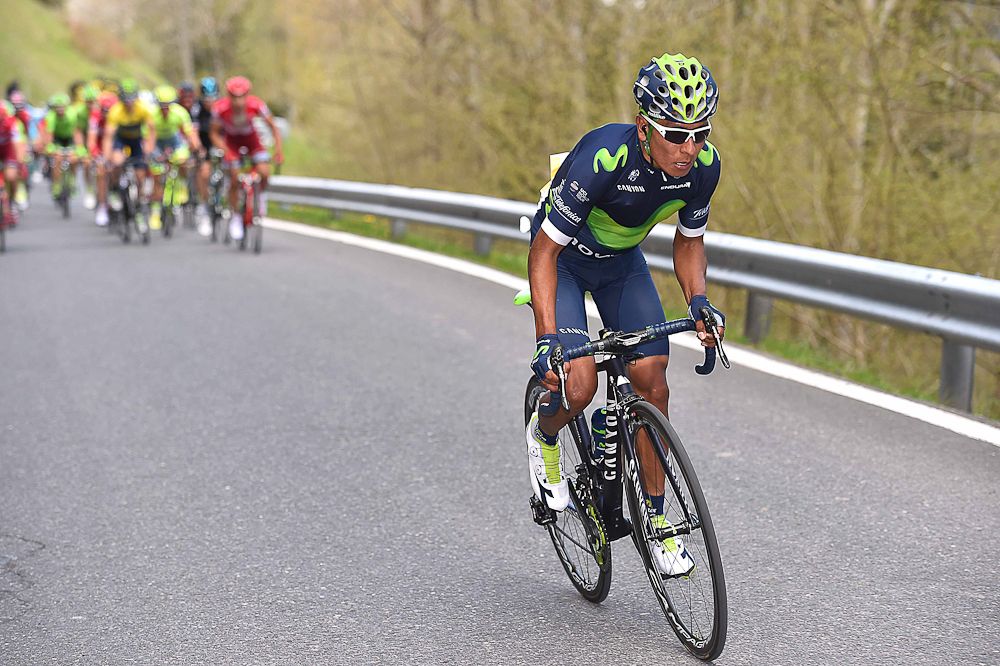 Nairo Quintana attacks on the final climb of stage 4 at the Tour de Romandie.