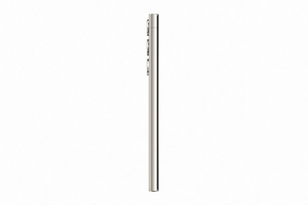Official press images of the Galaxy S23 Ultra, in Cream from the side