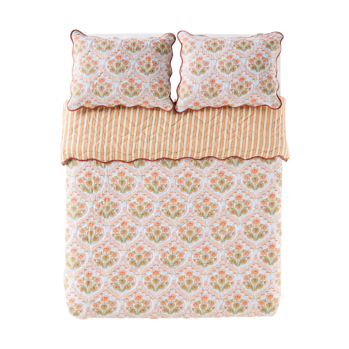 A patterned bedspread