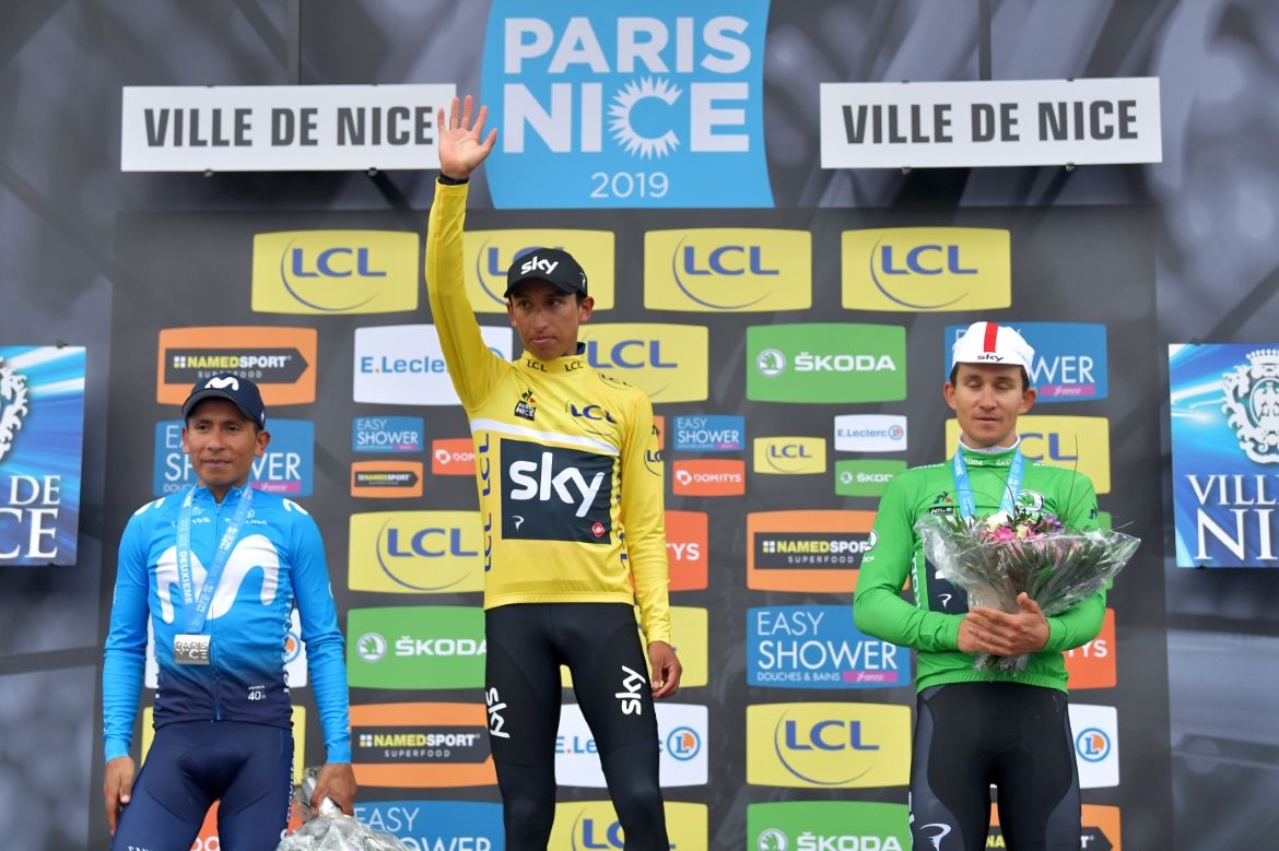 Egan Bernal atop the Paris-Nice podium