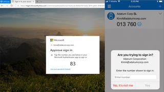 Number matching in Microsoft Authenticator