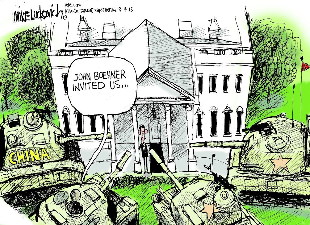 Political cartoon Obama Boehner speech