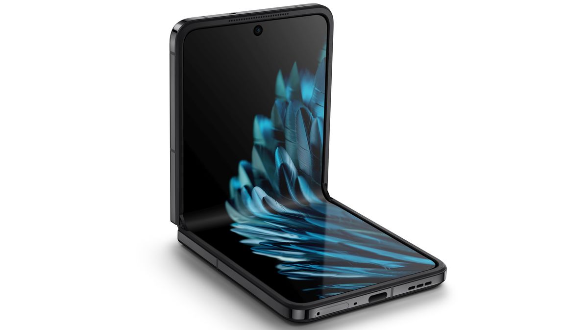 An Oppo Find N2 Flip in Astral Black