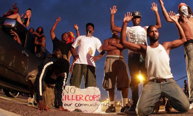 Protesters in Ferguson