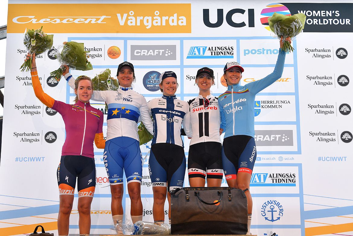 The top three plus the WorldTour leader and under 23 classification leader