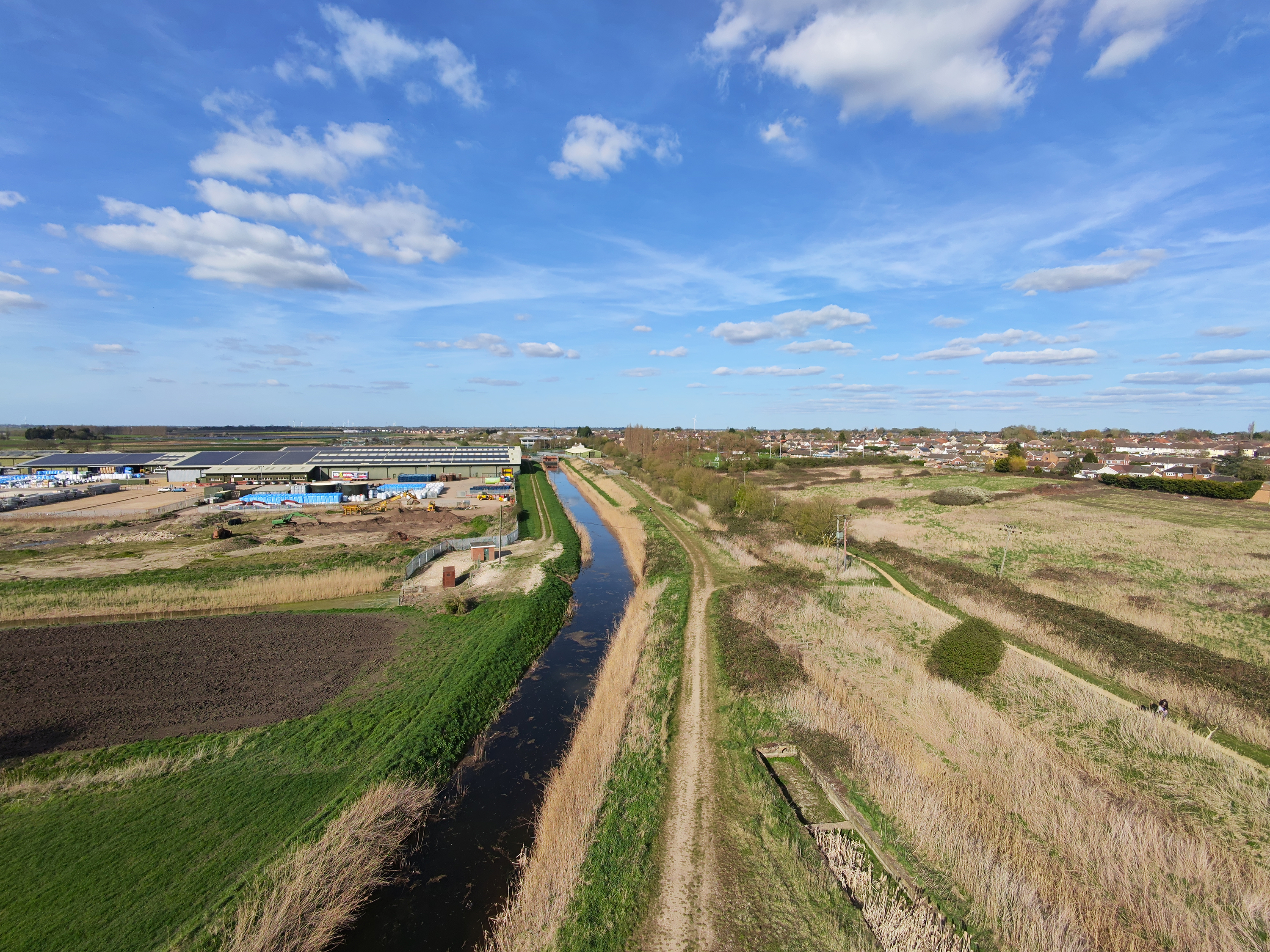 Photo of a large drainage ditch taken with the HoverAir X1 PROMAX drone at altitude