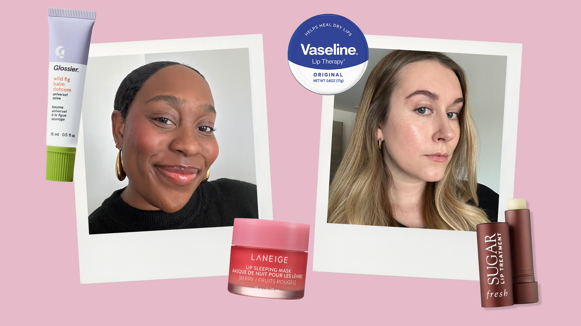 Who What Wear beauty editors wearing lip balm.