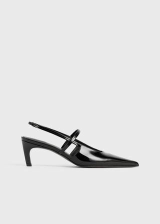 Sharp Patent Slingbacks Black