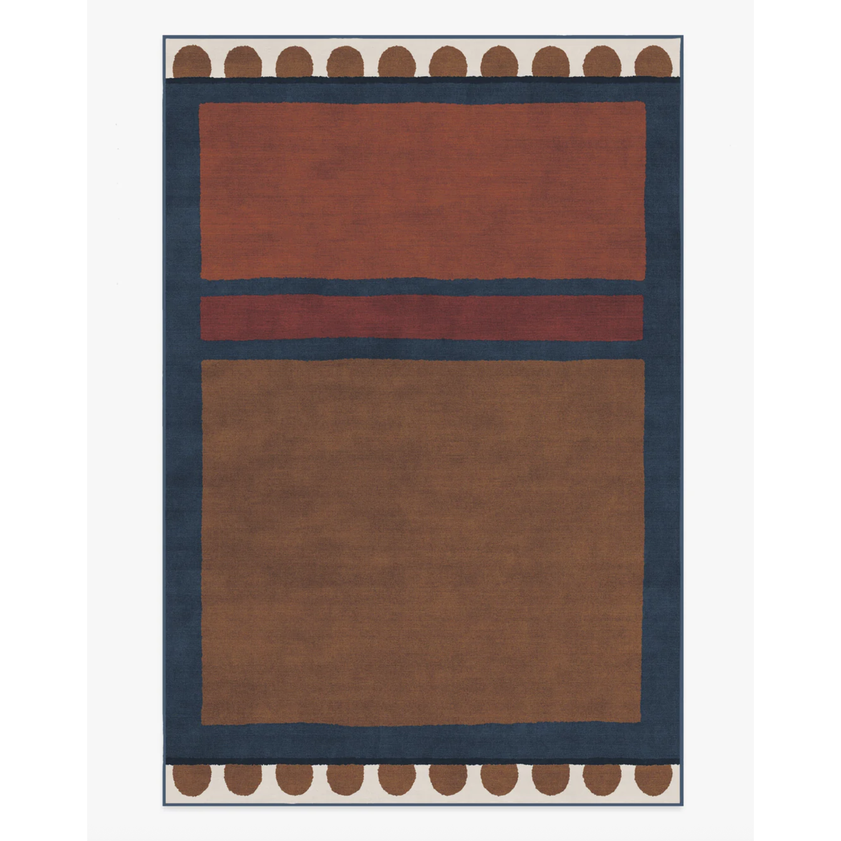 block colored brown and blue rug