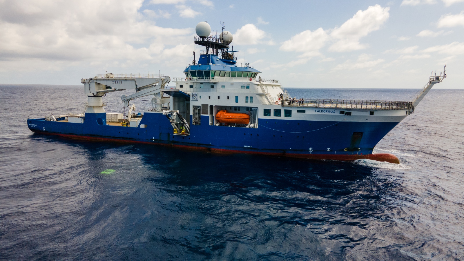 A research vessel at sea