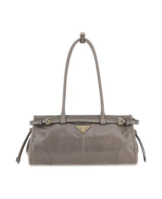 Prada Grey Leather Shoulder Bag