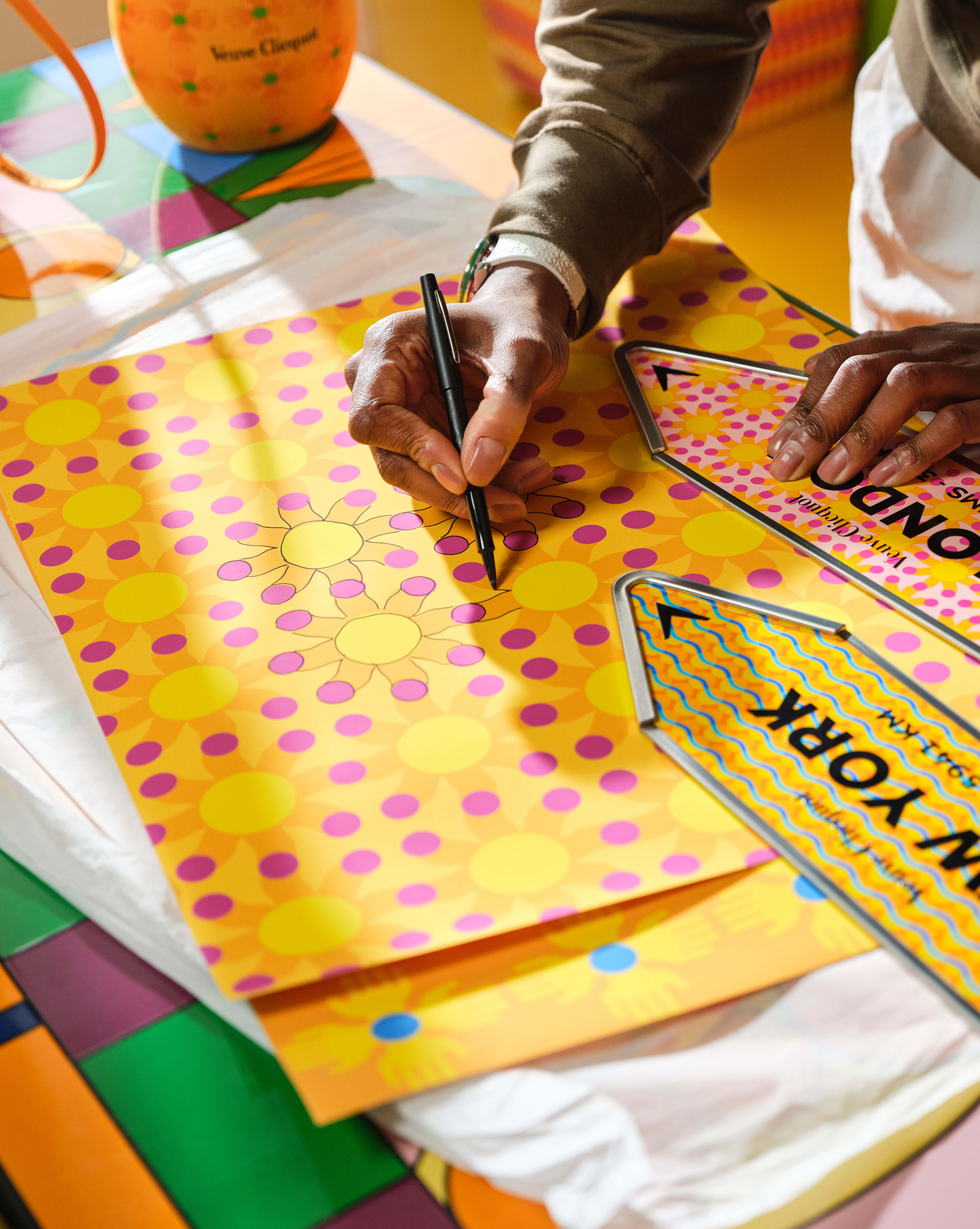 Yinka Ilori designing his Veuve Clicquot collaboration