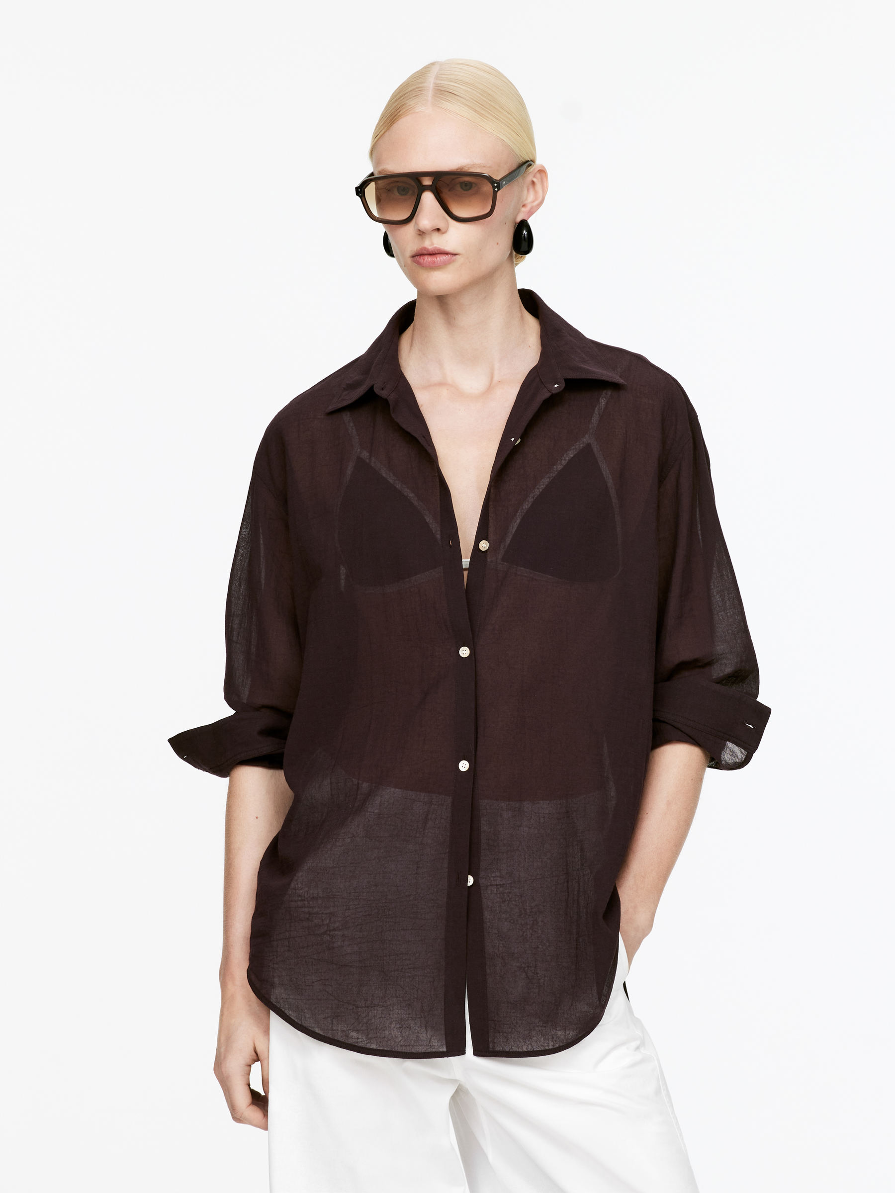 Voile Shirt 
 Burgundy 
 Women 
 Arket Gb