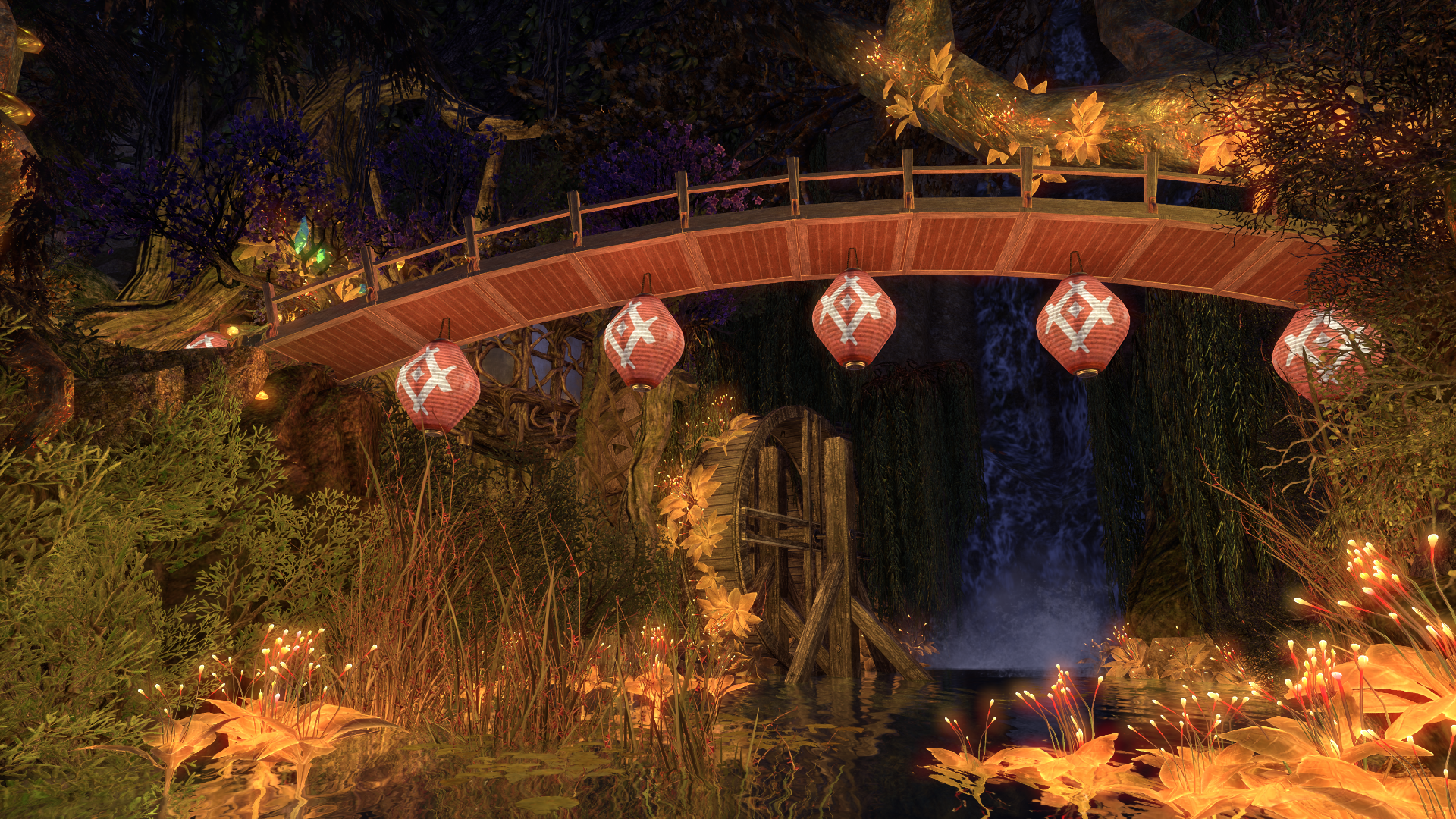 An image of a beautiful bridge created in The Elder Scrolls Online.