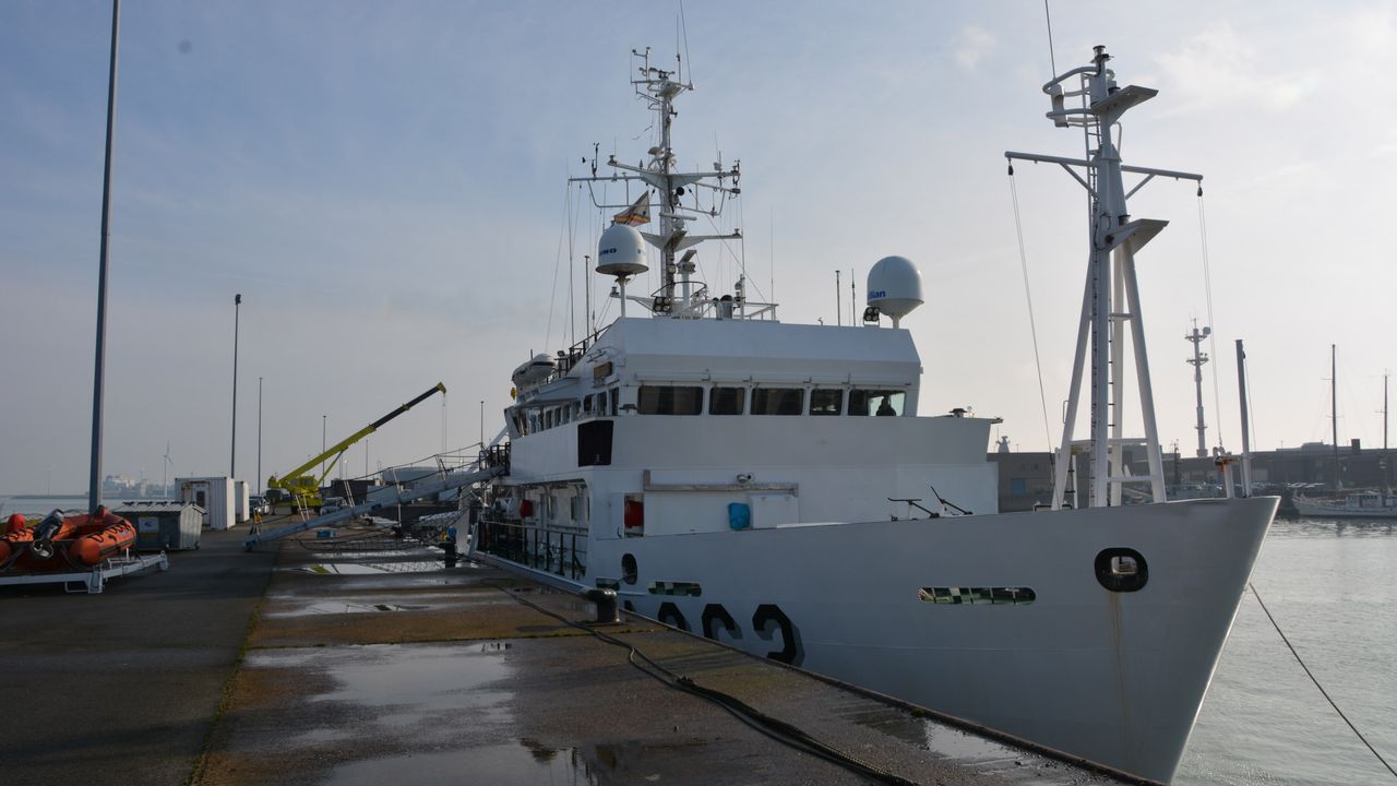 Two research ships, including the Belgian vessel RV Belgica seen here, were used to collect sediment cores from the Doggerland region of the North Sea.