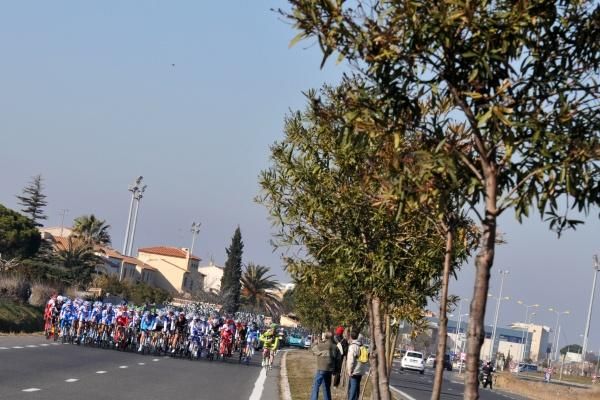 The peloton rolls along during stage one.