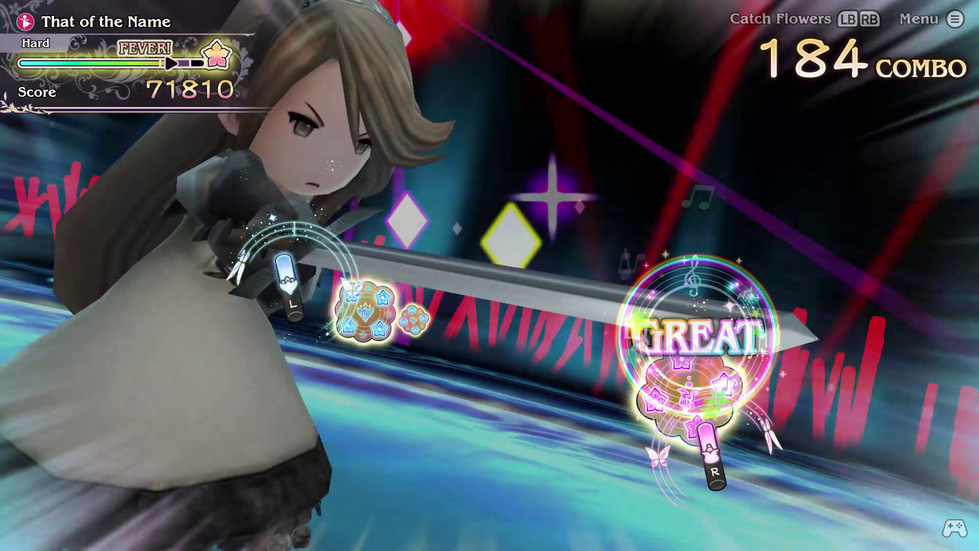 A close-up of a sword attack during a battle in the Switch 2 RPG Bravely Default: Flying Fairy HD Remaster