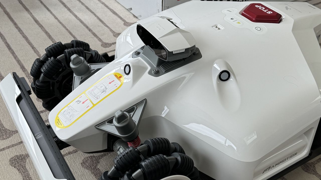 white robot mower