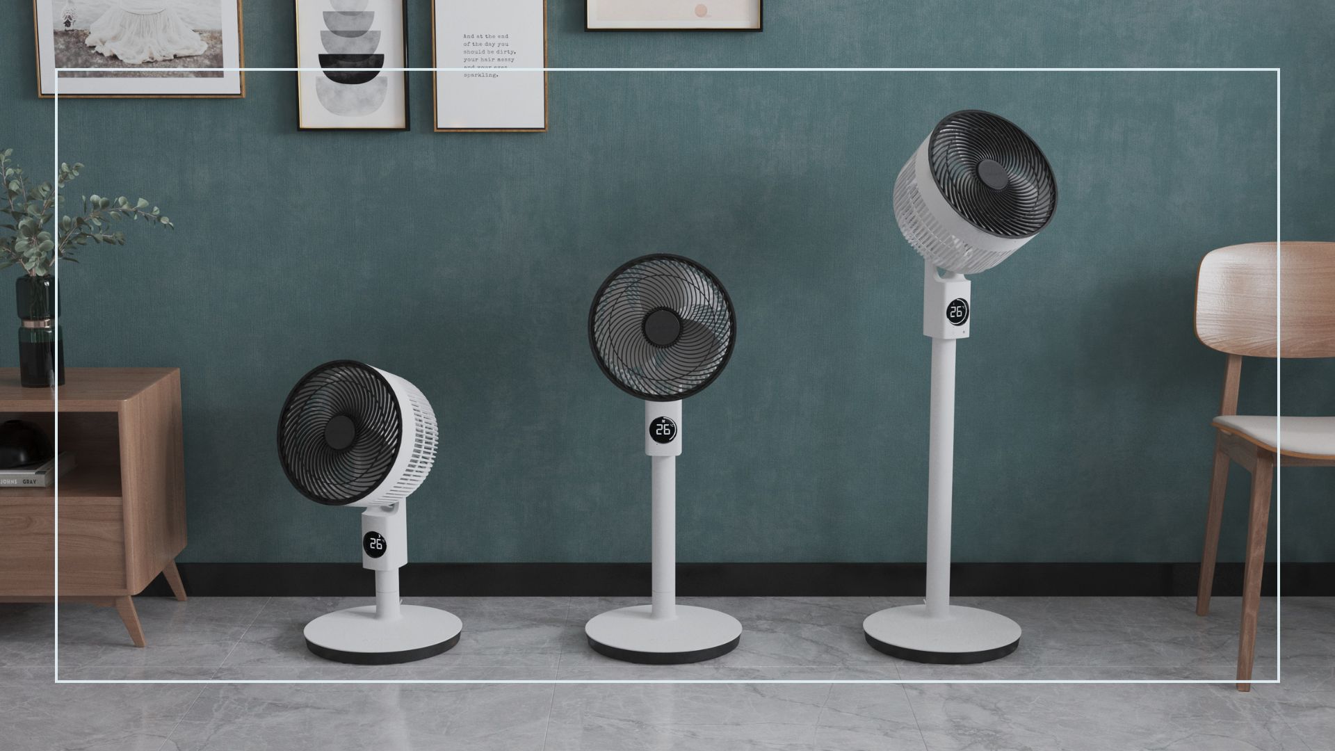 three of the new MeacoFan Sefte Air Circulators in a home