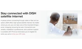 DISH oferă servicii de încredere prin satelit pentru clienții săi, inclusiv Internet.