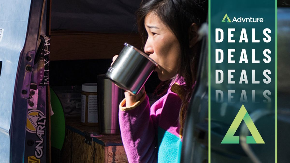 Woman drinking from Yeti Rambler mug