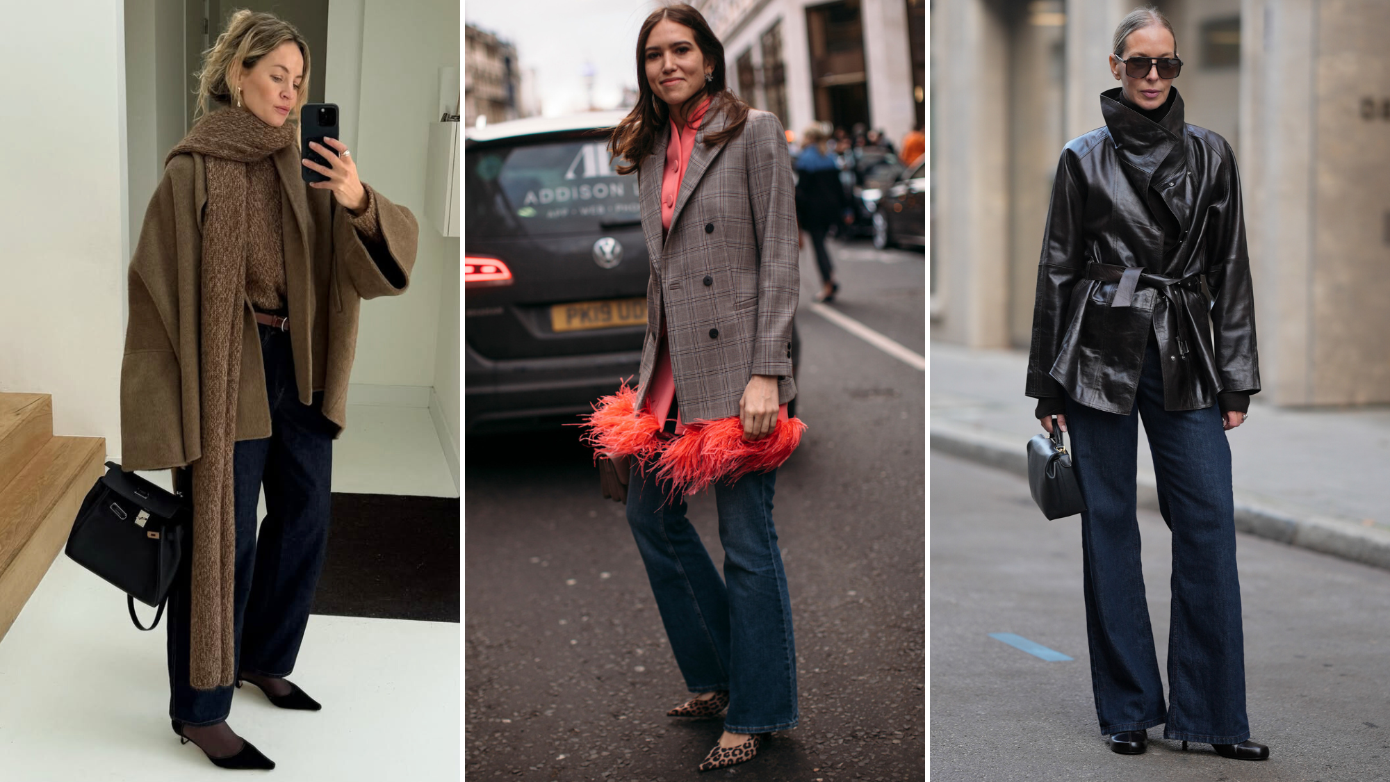 women wearing dark blue denim